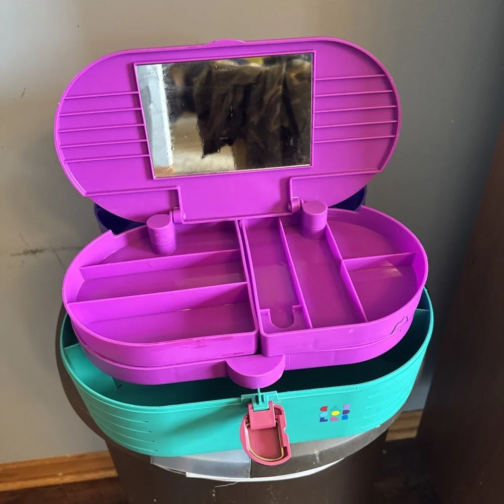 Vtg Caboodles 3 Tier Makeup Case Purple Pink Teal USA 80s 90s Organizer 2640